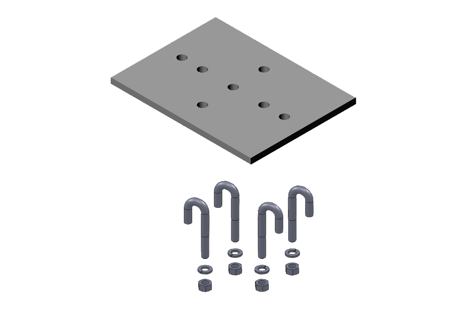 3" (80 mm) Channel Rack-To-Runway Mounting Plate